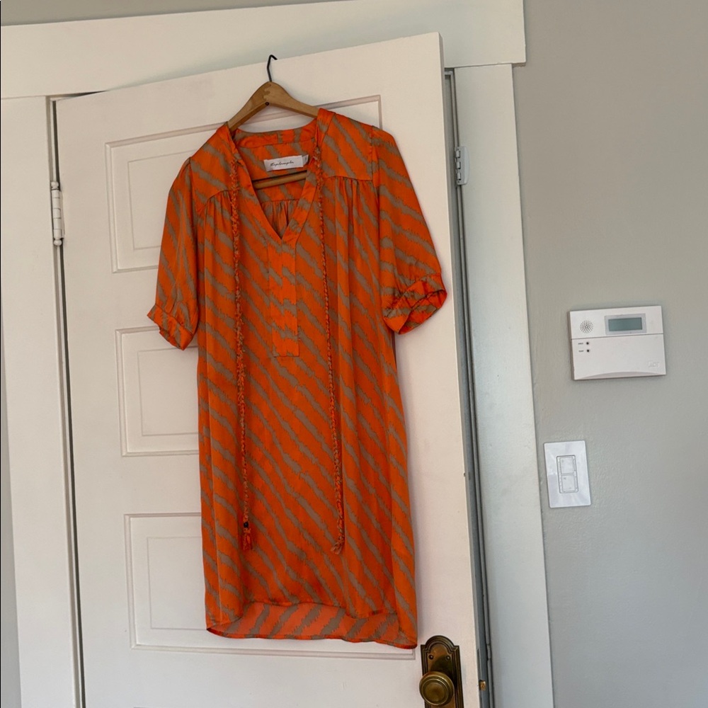 Orange and Gray Striped Mini Dress